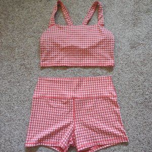 Red Gingham Workout Coord